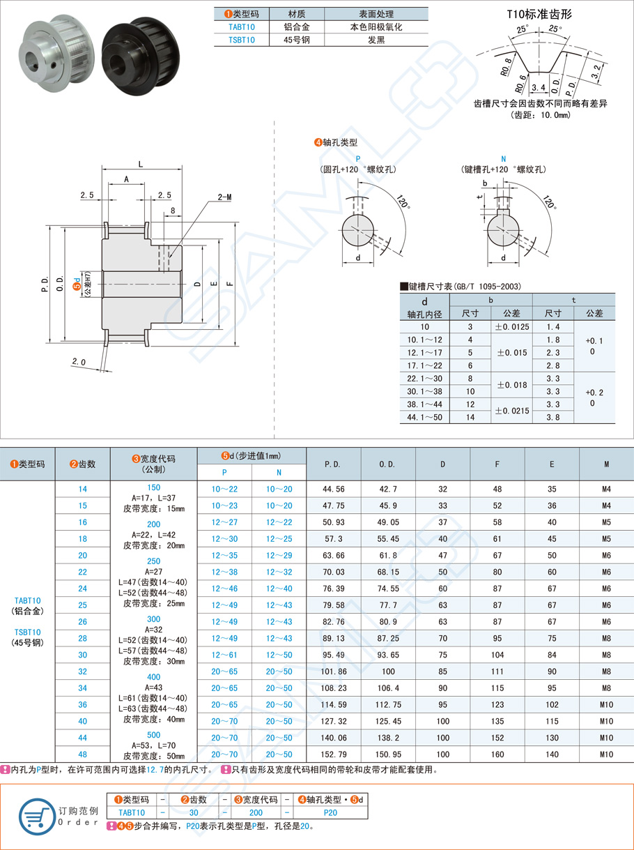 同步帶輪-T10·帶凸肩型